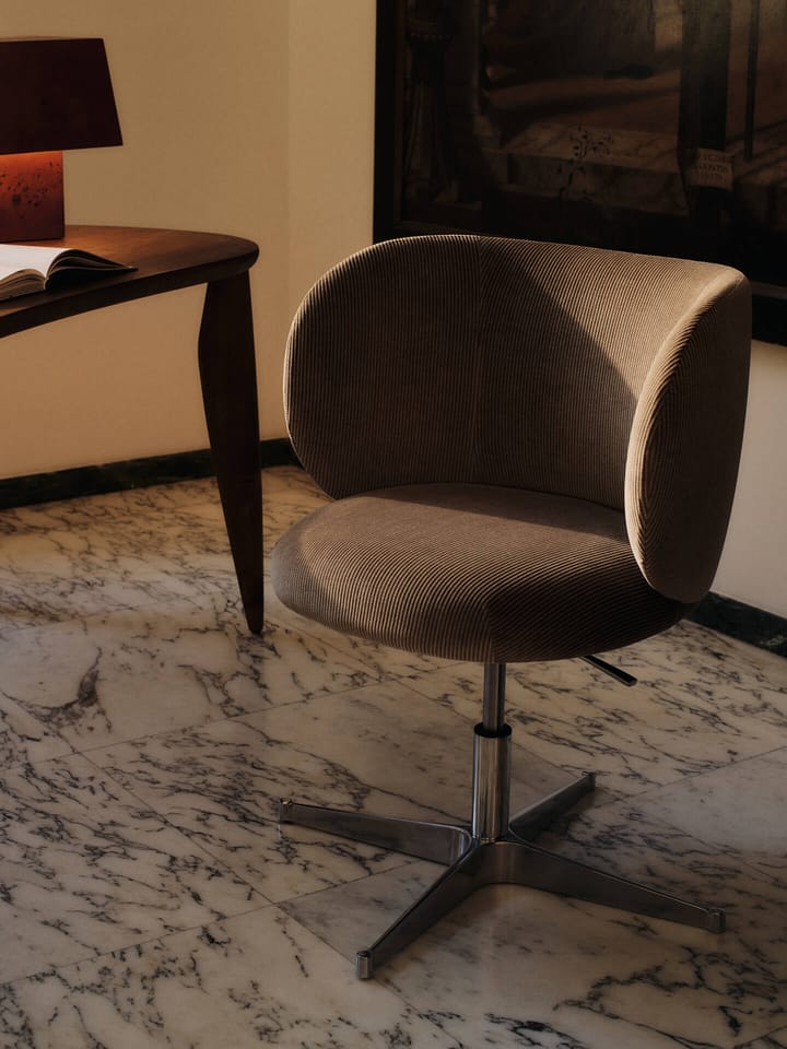 Rico dining chair på hjul Devoré Velvet, Flint Grey Ferm Living