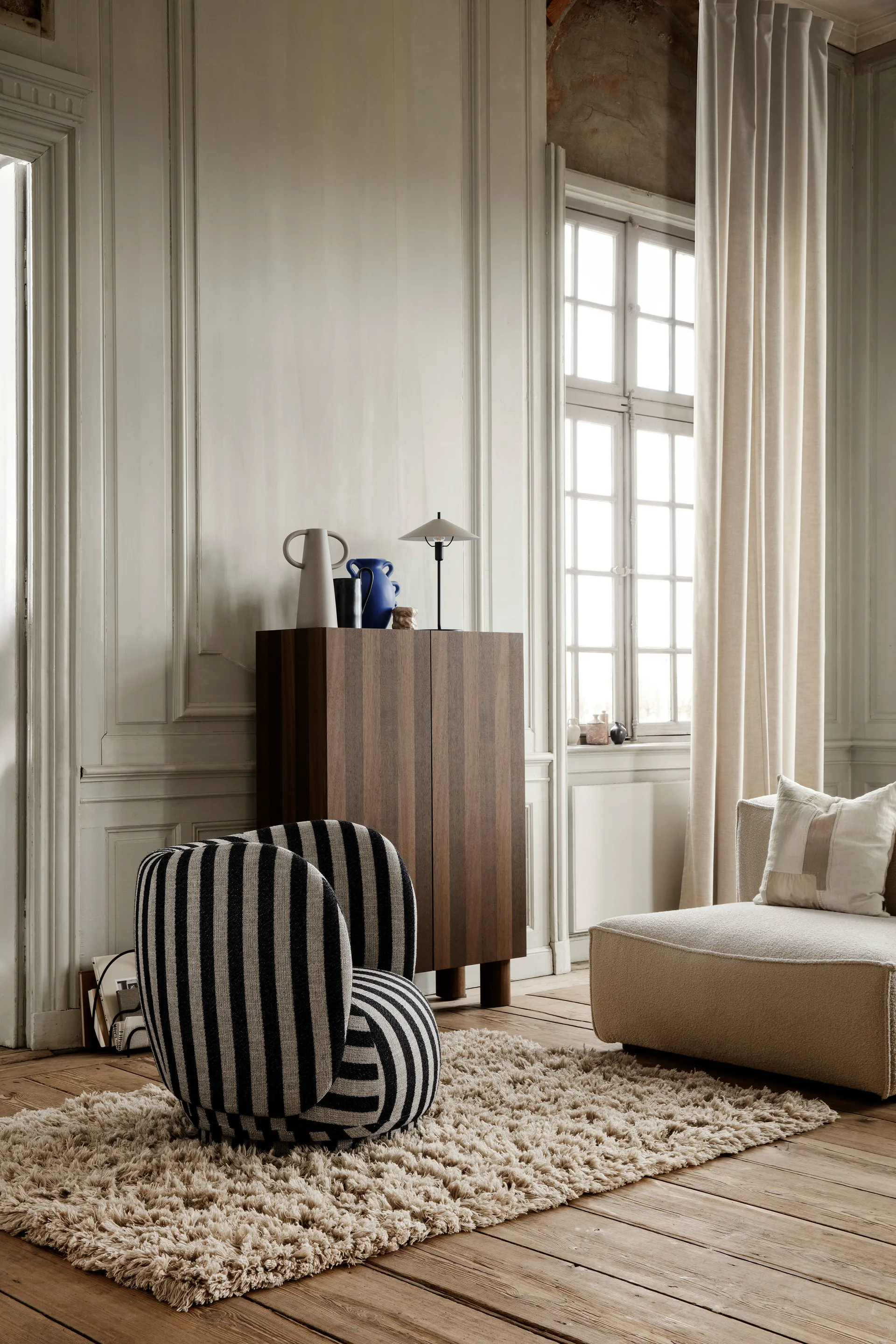 Rico lounge chair lænestol, Louisiana Sand/Black Ferm Living