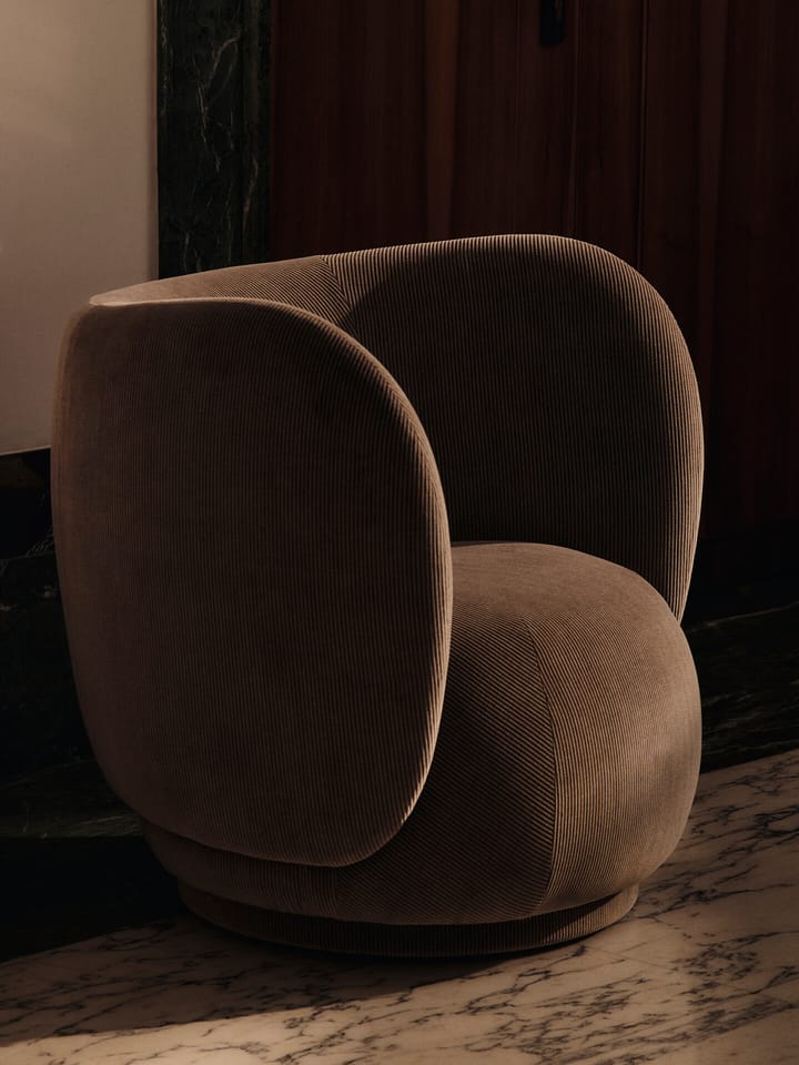 Rico lounge chair lænestol swivel, Devoré velvet-Flint grey Ferm Living