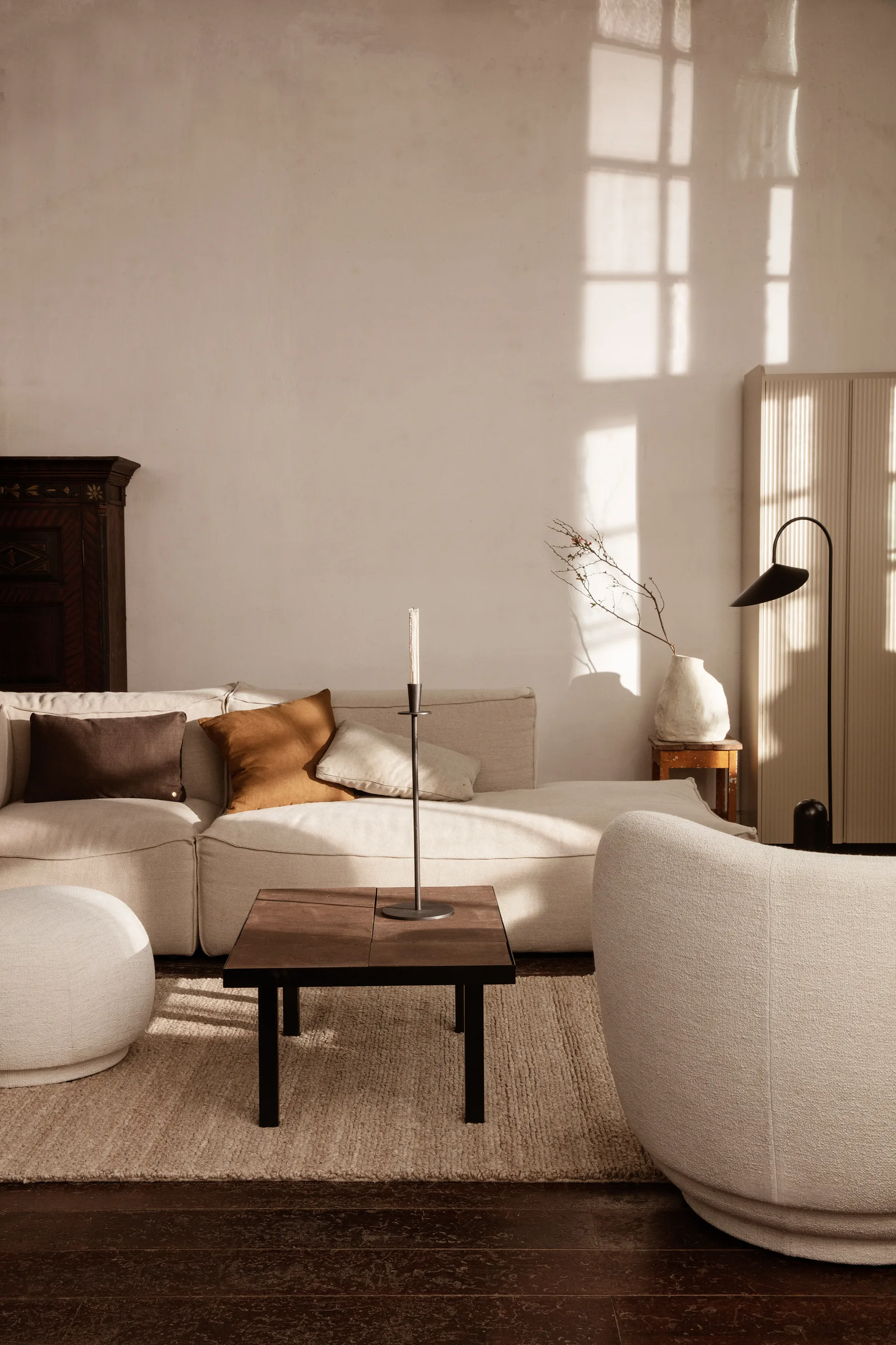 Rico loungestol bouclé, Wool bouclé offwhite Ferm Living