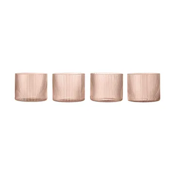 Ripple glas lavt 4-pak - Blush - Ferm Living