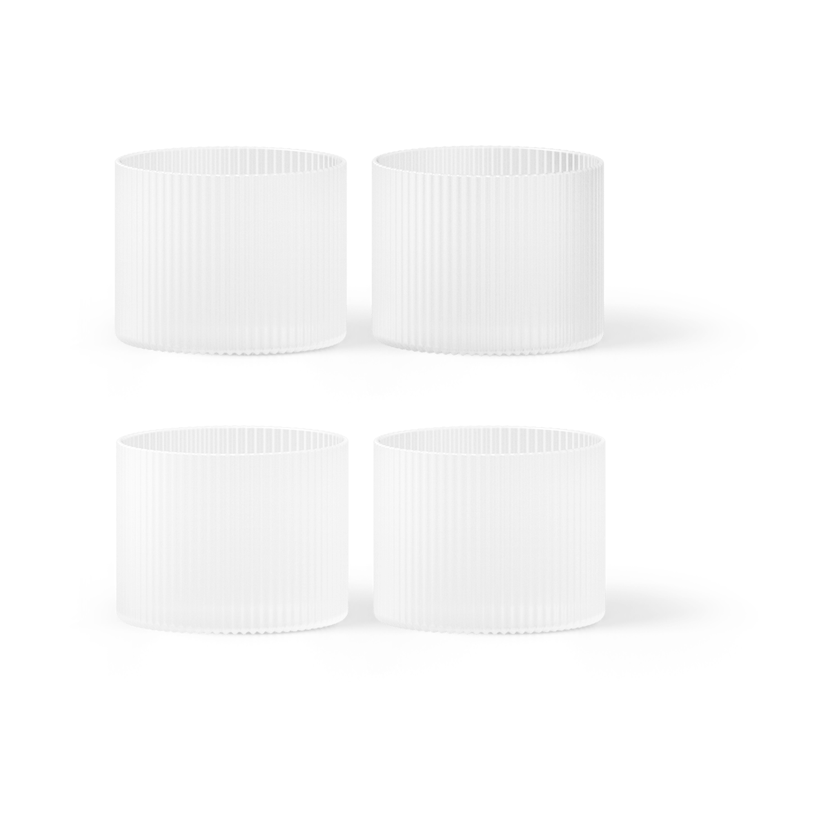 Ferm Living Ripple glas lavt 4-pak Frosted | Skandinavisk Design | Drikkeglas | Hvid