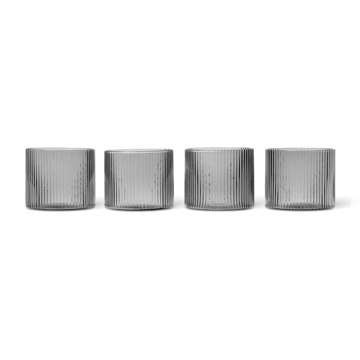 Ripple glas lavt 4-pak - Smoked Grey - Ferm Living