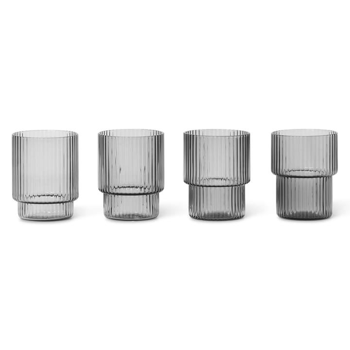 Ripple glas small 6 cl 4-pak - Smoked grey - Ferm Living