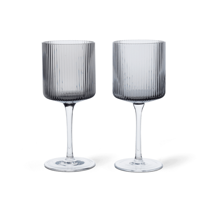 Ripple hvidvinsglas 26 cl 2-pak - Smoked grey - Ferm Living