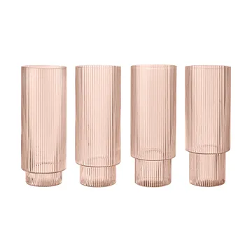 Ripple long drink glas 4-pak - Blush - Ferm Living