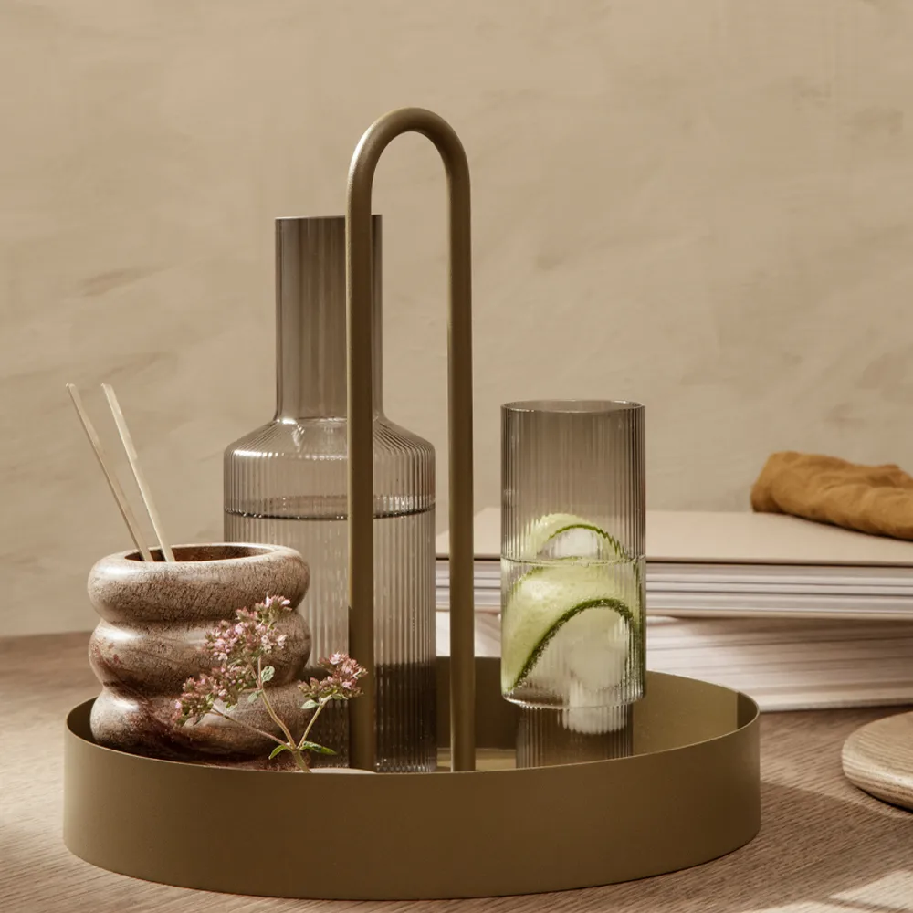 Ripple long drink glas 4-pak, smoked grey Ferm Living
