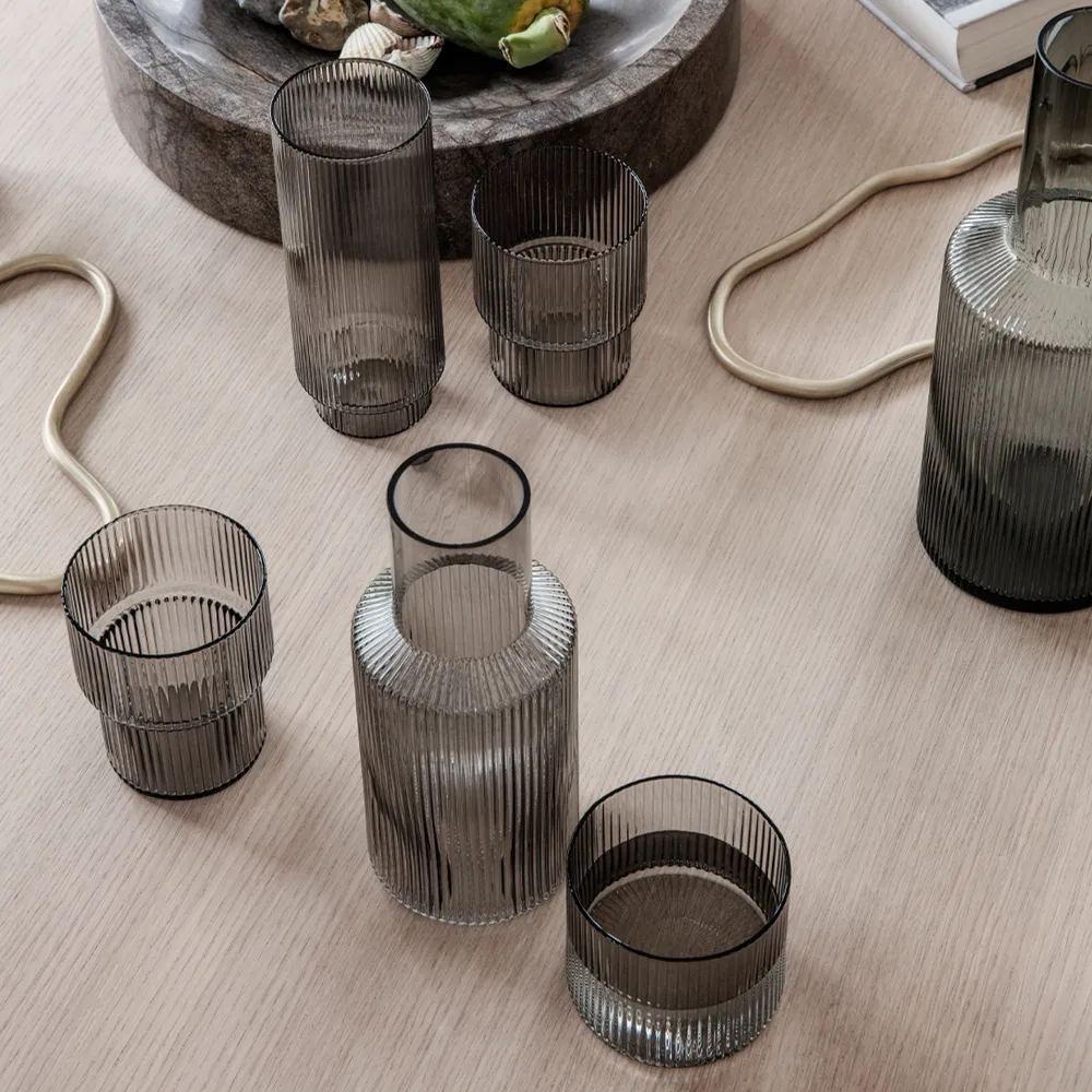 Ripple long drink glas 4-pak, smoked grey Ferm Living