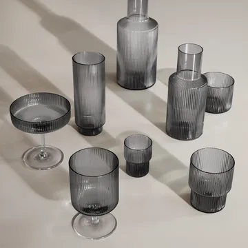 Ripple long drink glas 4-pak - smoked grey - Ferm Living
