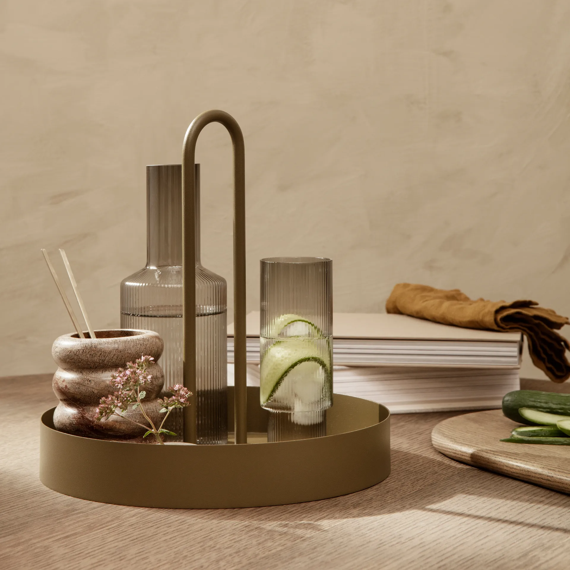 Ripple long drink glas 4-pak, smoked grey Ferm Living