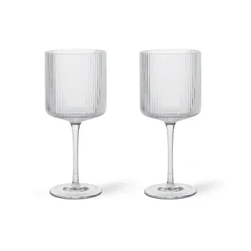 Ripple rødvinsglas 32,5 cl 2-pak - Clear - Ferm Living