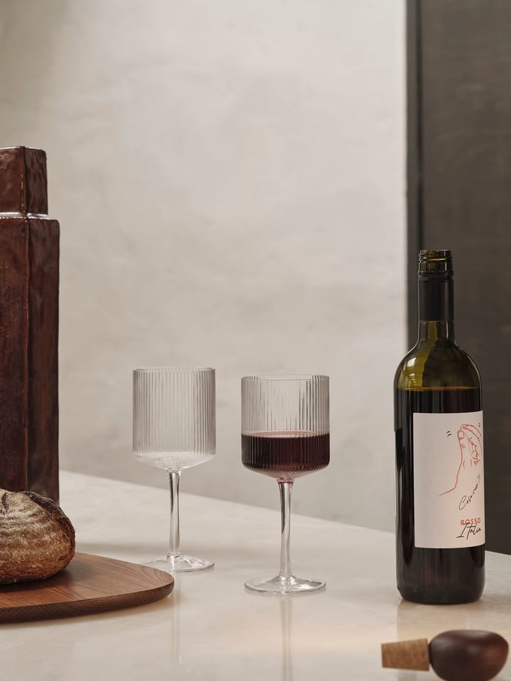 Ripple rødvinsglas 32,5 cl 2-pak, Clear Ferm Living