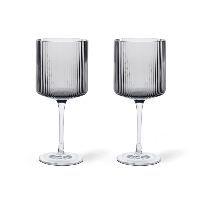 Ripple rødvinsglas 32,5 cl 2-pak - Smoked grey - Ferm Living