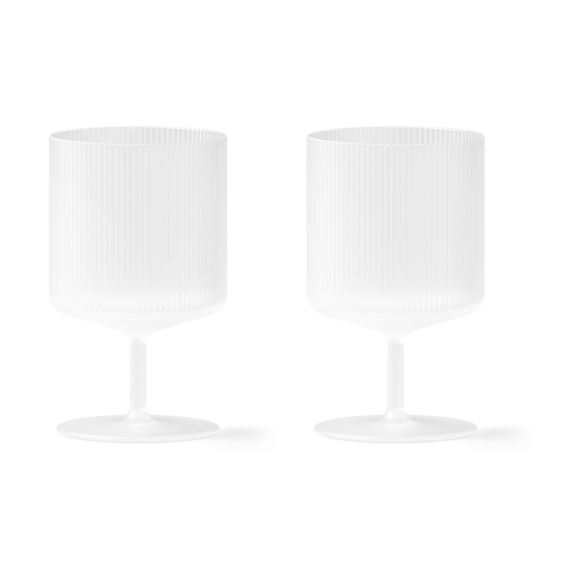 Ferm Living Ripple vinglas 2 stk. Frosted | Skandinavisk Design | Vinglas | Hvid
