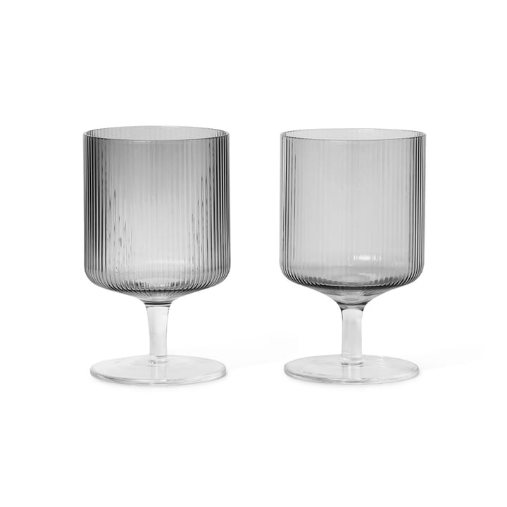 Ripple vinglas 2 stk. - Smoked grey - Ferm Living
