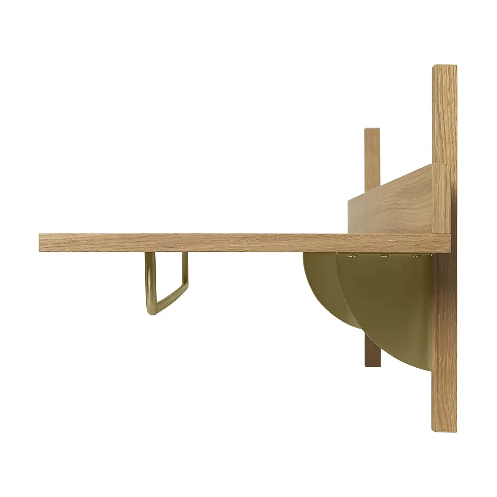 Sector hylde med stang 37x87 cm, Oak-brass Ferm Living