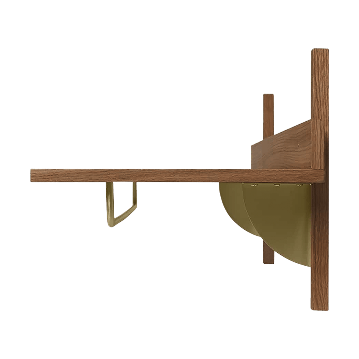 Sector hylde med stang 37x87 cm, Smoked Oak, brass Ferm Living
