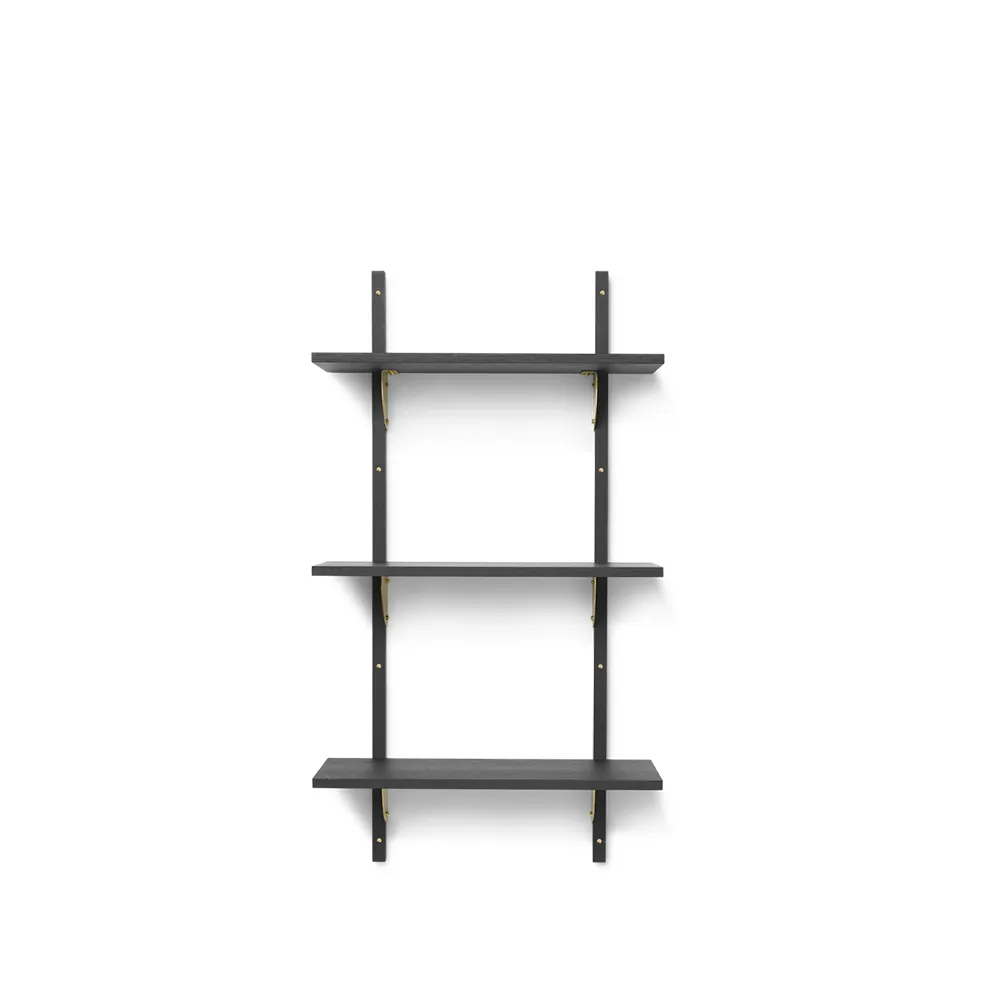 Sector hylde triple narrow, ash dark stained, S/L, messing Ferm Living