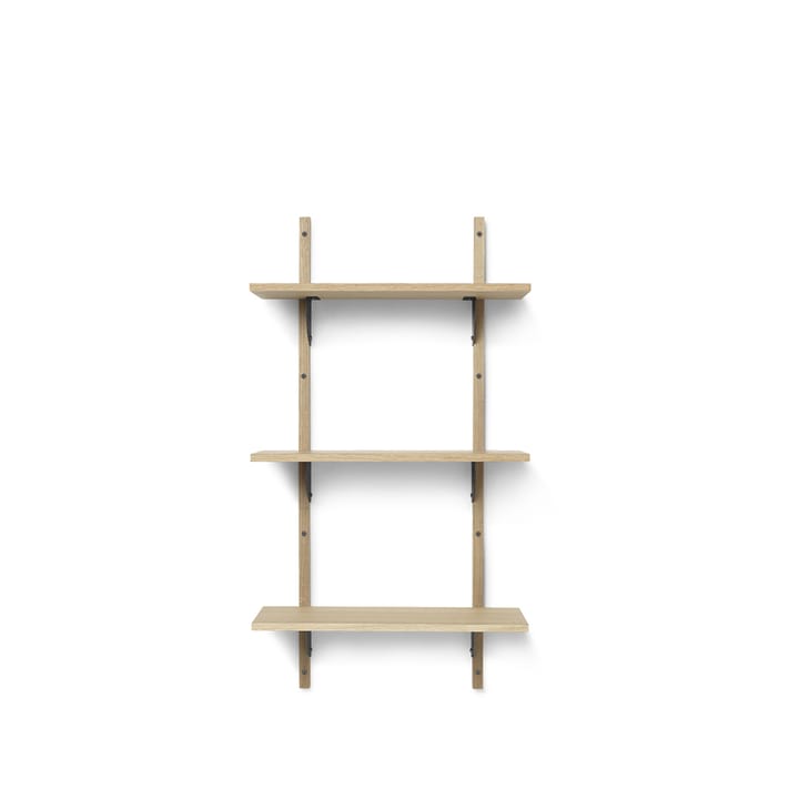 Sector hylde triple narrow - natural oak, S/L, sort messing - Ferm LIVING