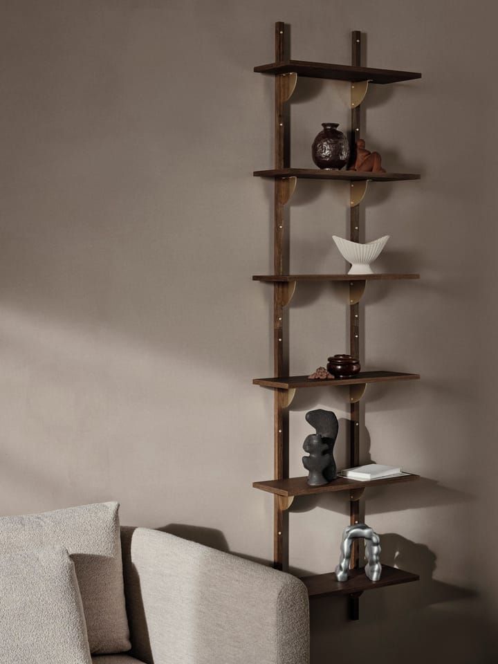 Sector hylde triple narrow, Smoked Oak, brass Ferm Living