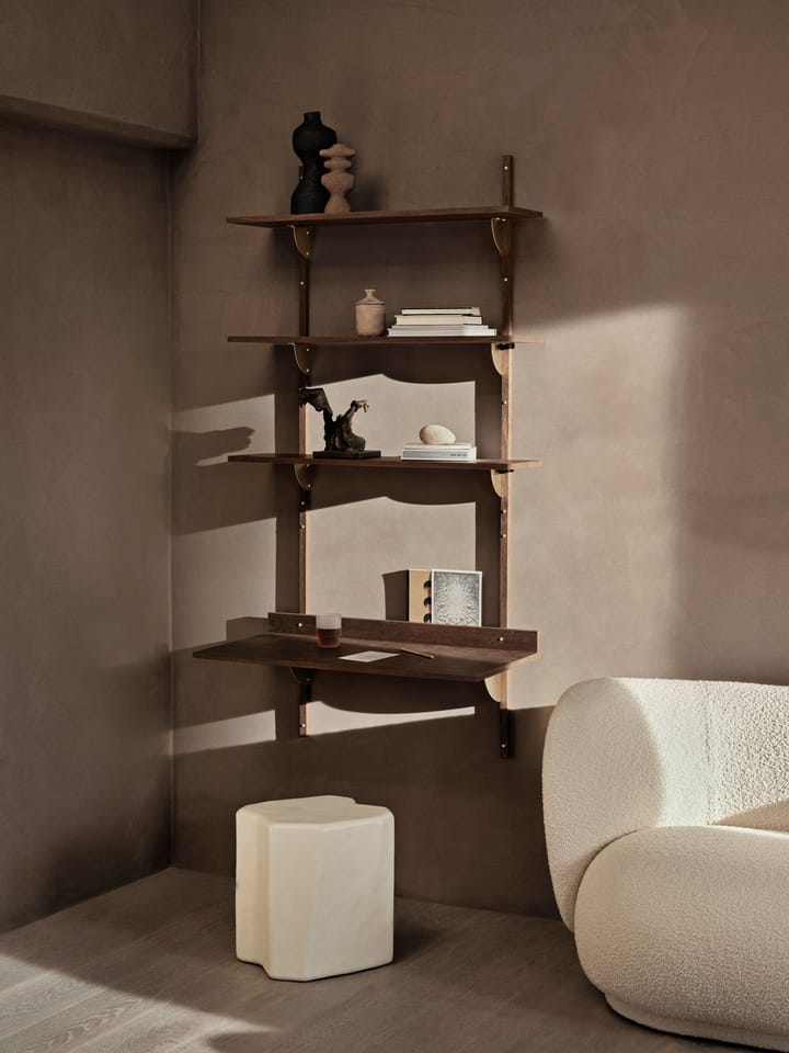 Sector hylde triple wide, Smoked Oak, brass Ferm Living