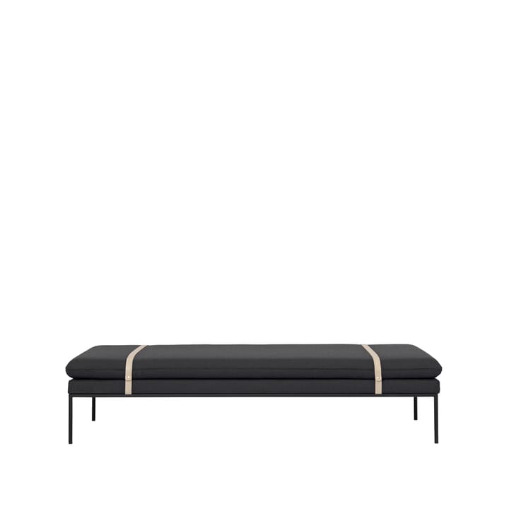 Turn daybed - stof Fiord by kvadrat dark grey, sort stel - Ferm Living