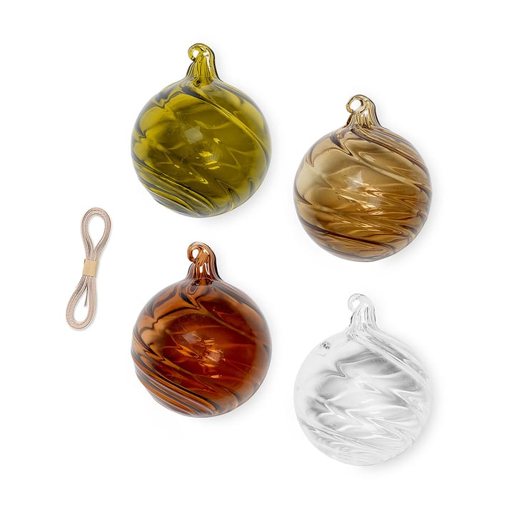 Twirl julekugle medium Ø8 cm 4-pak, Multi Ferm Living