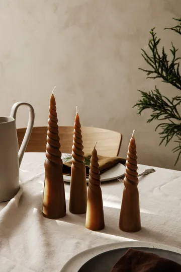 Twisted candles snoet lys 4-pak - Amber - Ferm Living