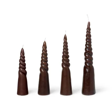 Twisted candles snoet lys 4-pak - Brown - Ferm Living
