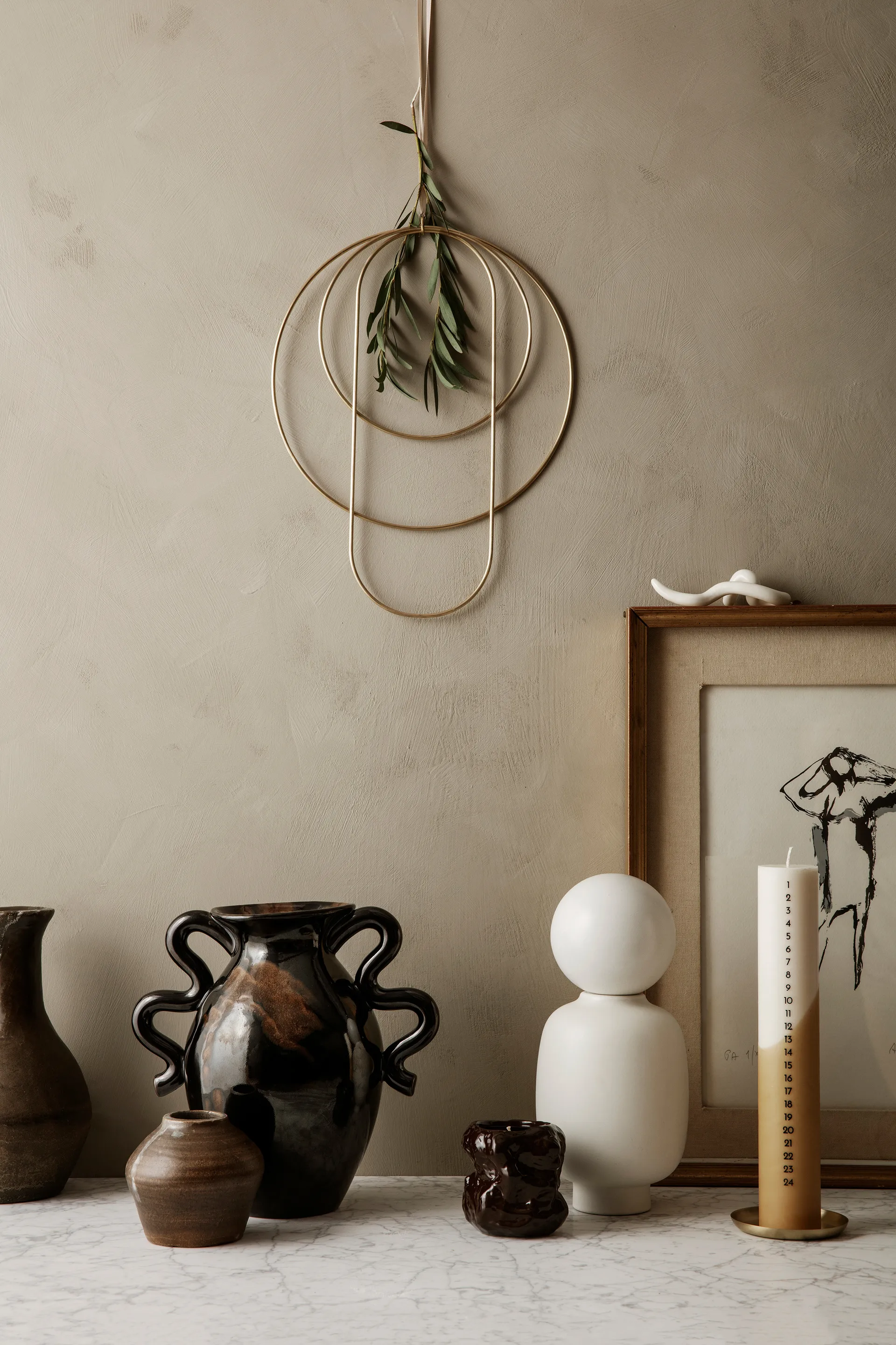 Verso vase 27 cm, Black/Brown Ferm Living