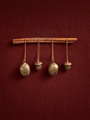 Walnut dekorationsophæng 2-pak - Messing - Ferm Living