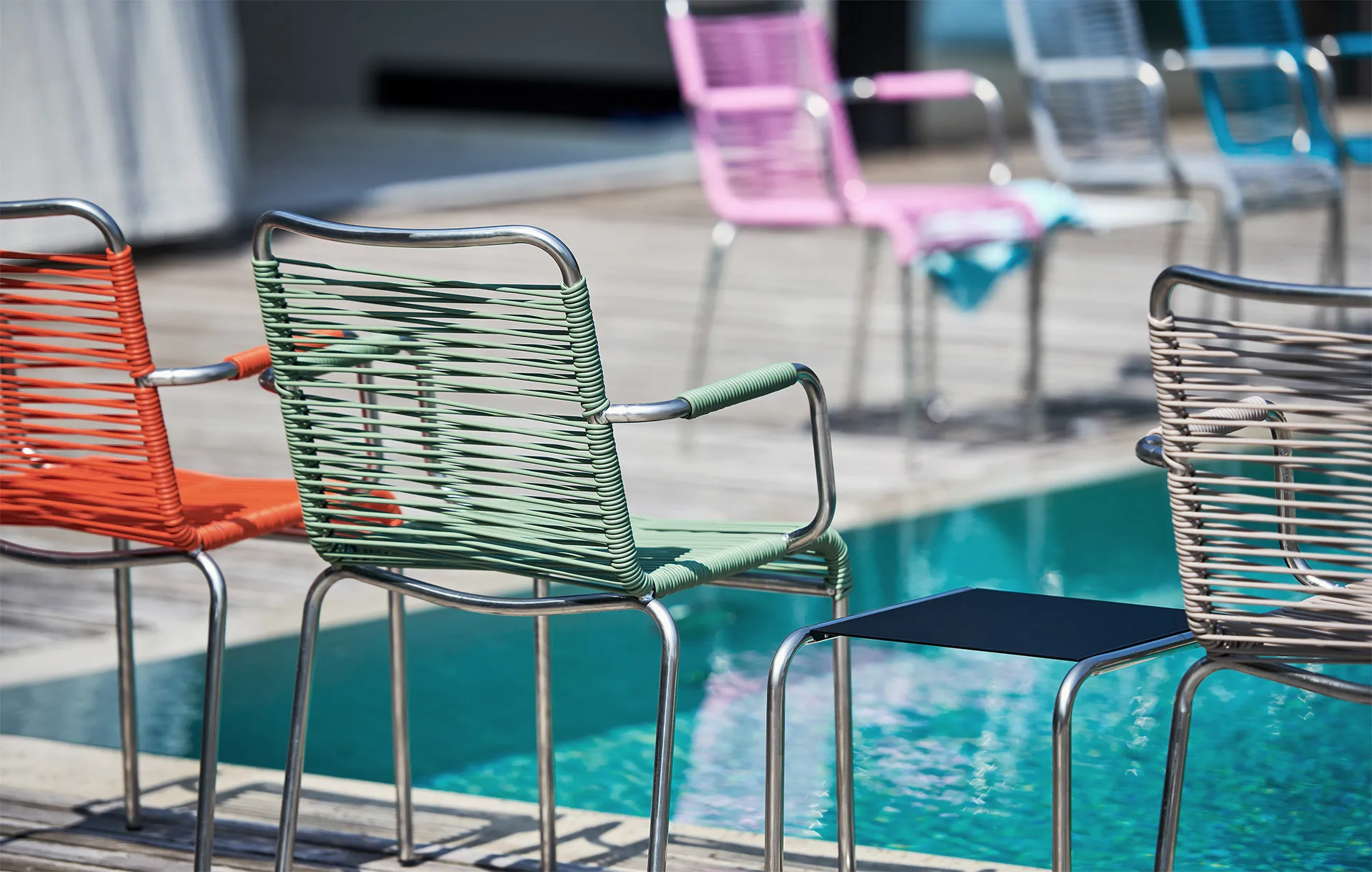 Mya stol aluminium, Sage green Fiam