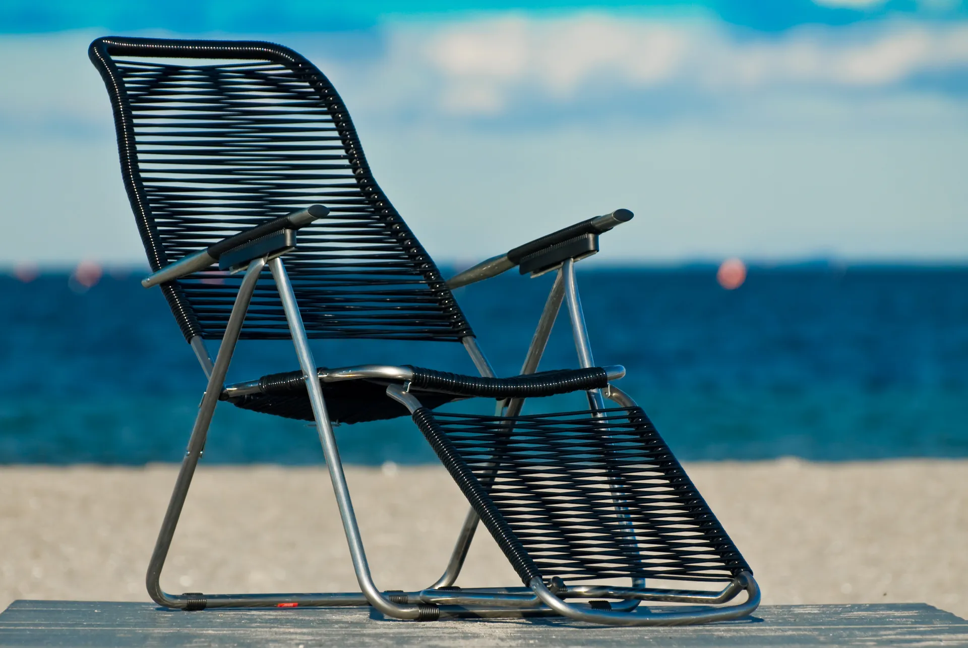 Spaghetti solseng med fodstøtte, Sort Fiam
