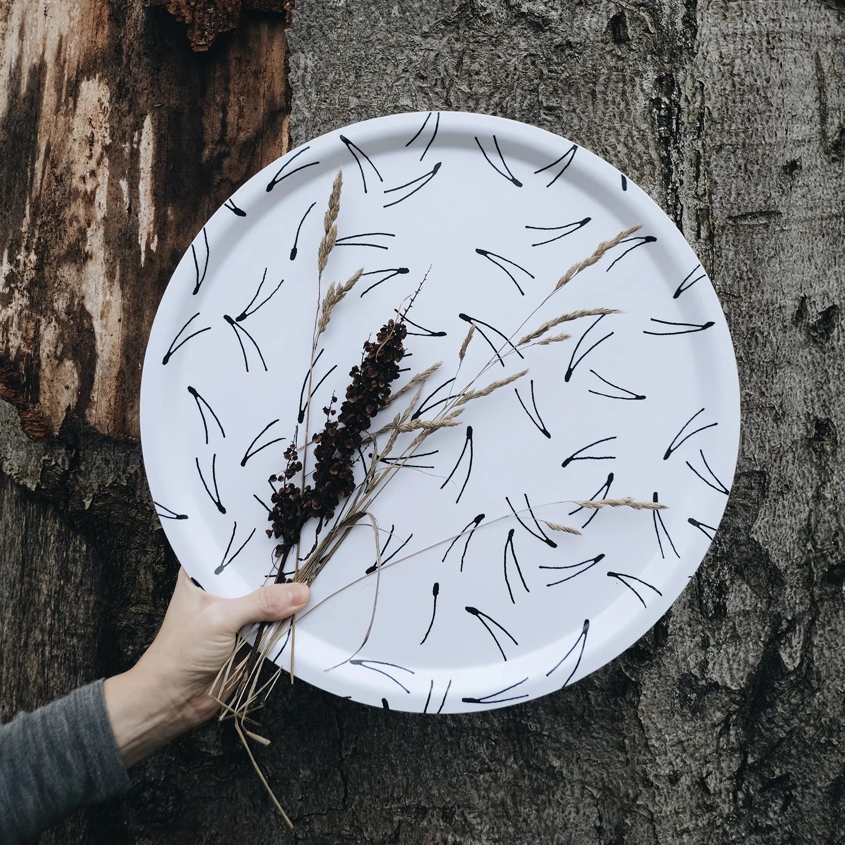 Barr bakke Ø38 cm, Sort/Hvid Fine Little Day