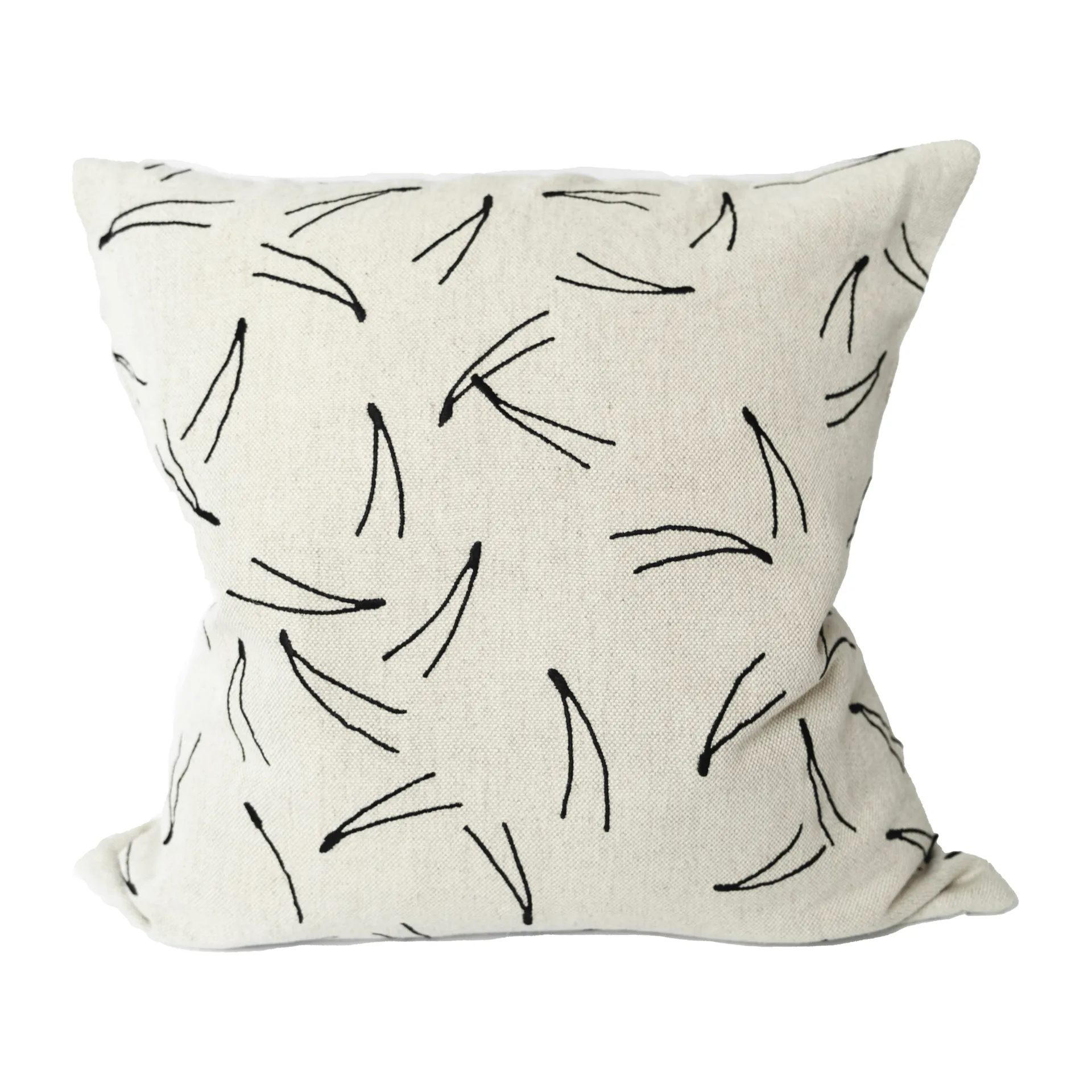 Barr pudebetræk broderet 48x48 cm, Natur/Sort Fine Little Day