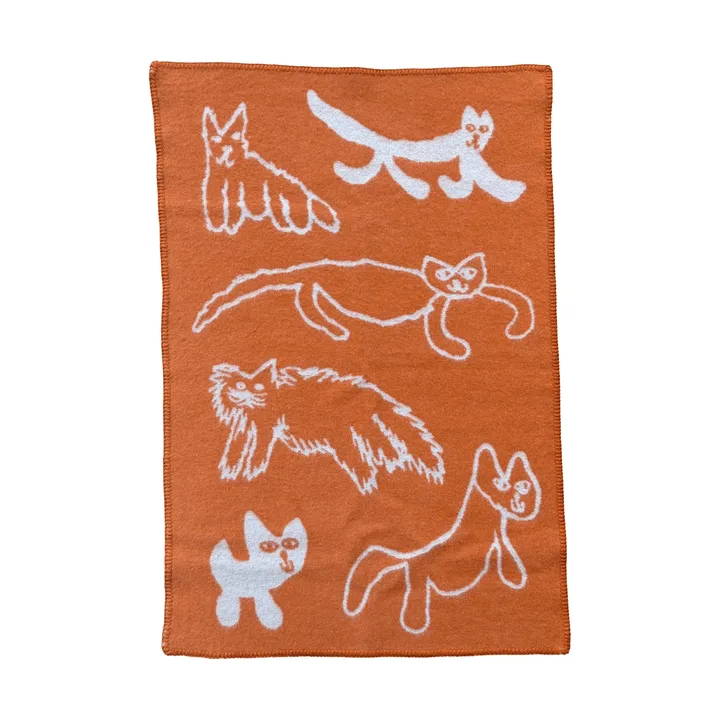 Cats uldplaid - Orange, 65x95 cm - Fine Little Day