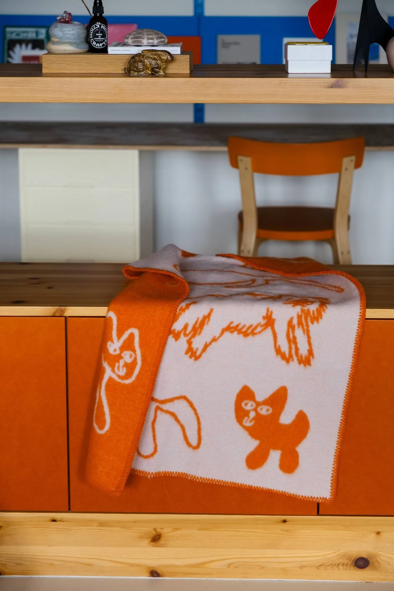 Cats uldplaid, Orange, 65x95 cm Fine Little Day