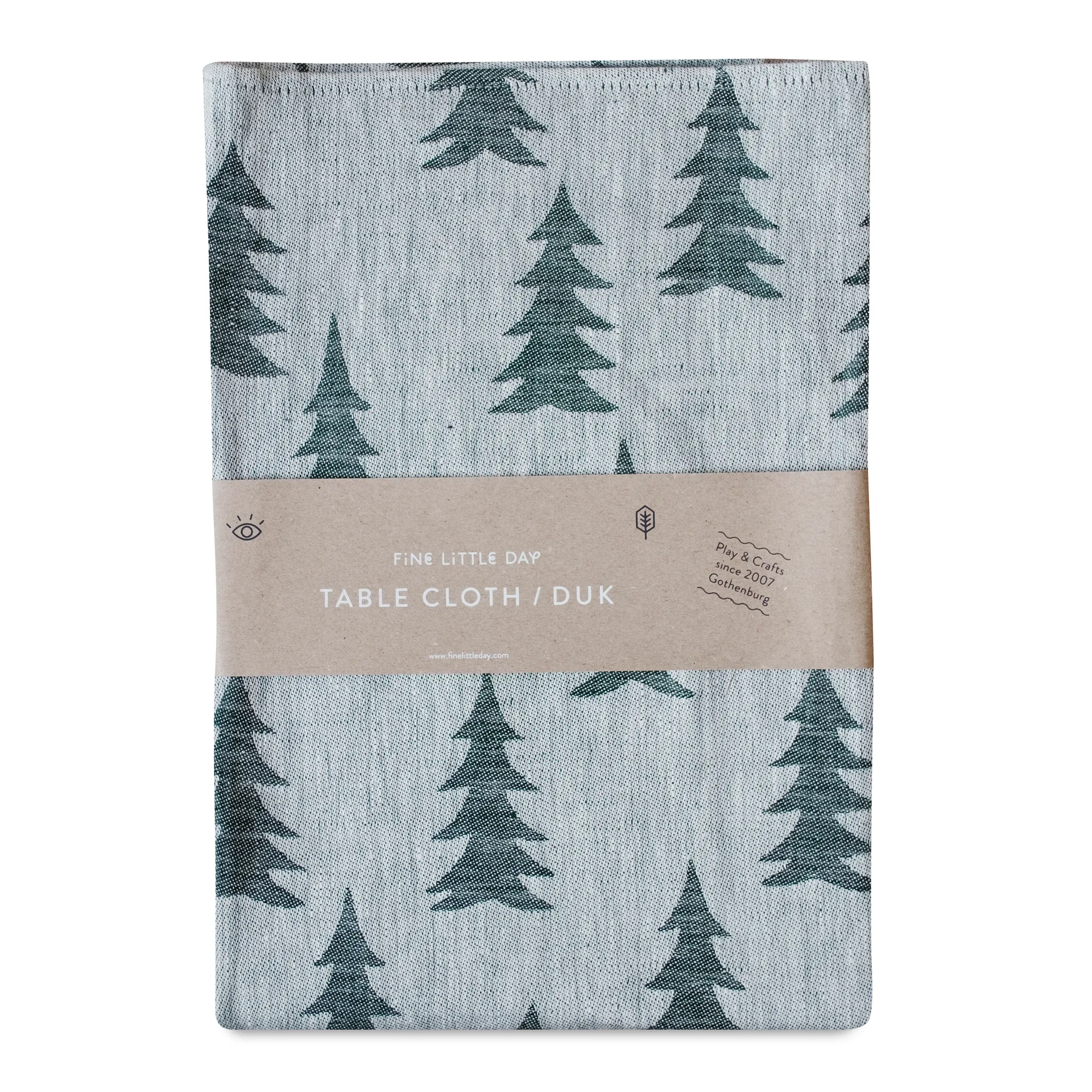 Gran jacquardvævet borddug 147x250 cm, Grøn/Grå Fine Little Day