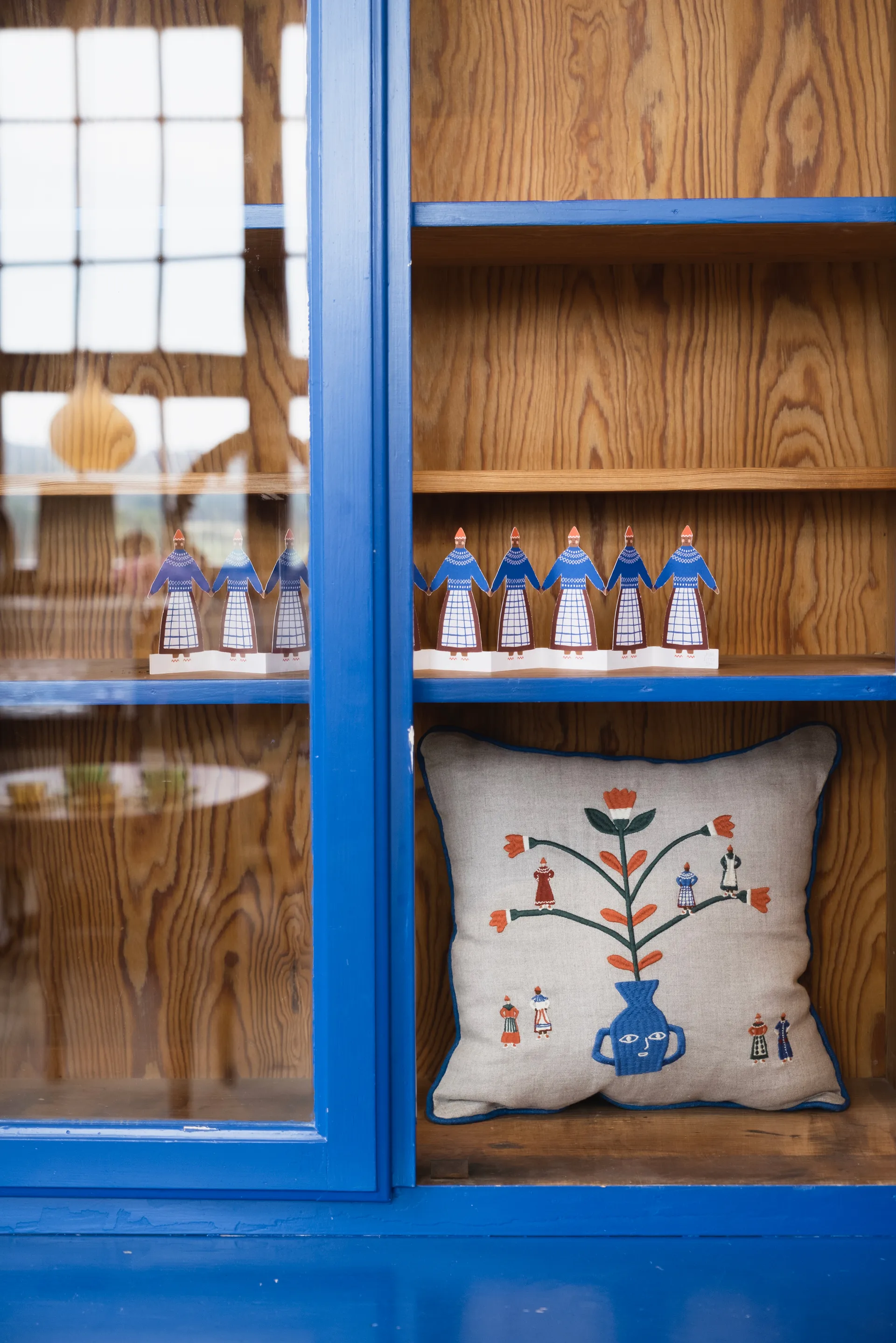 Högtid pudebetræk 38x38 cm, Natur/Blå Fine Little Day