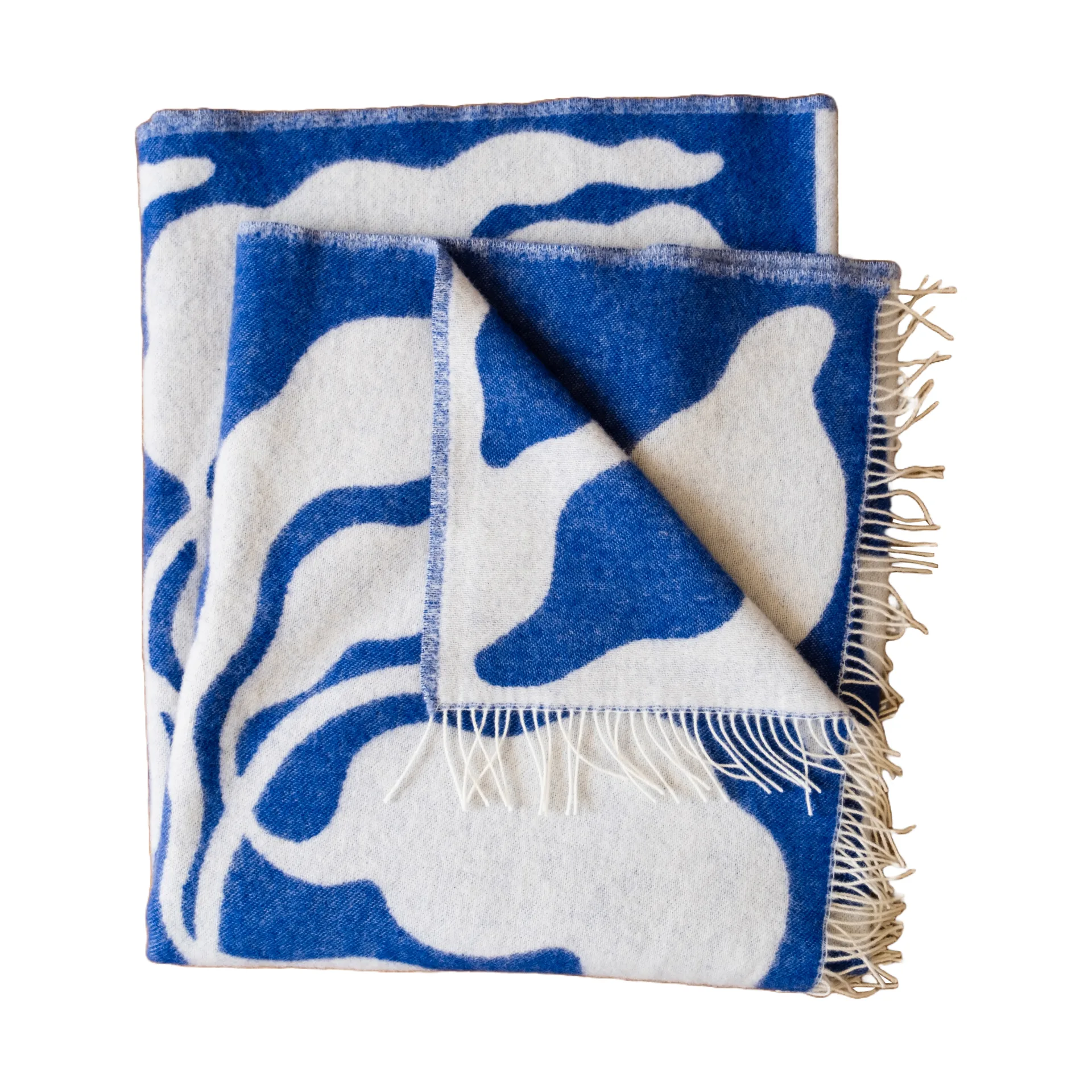 Leaves plaid 130x220 cm, Blue-white Fine Little Day