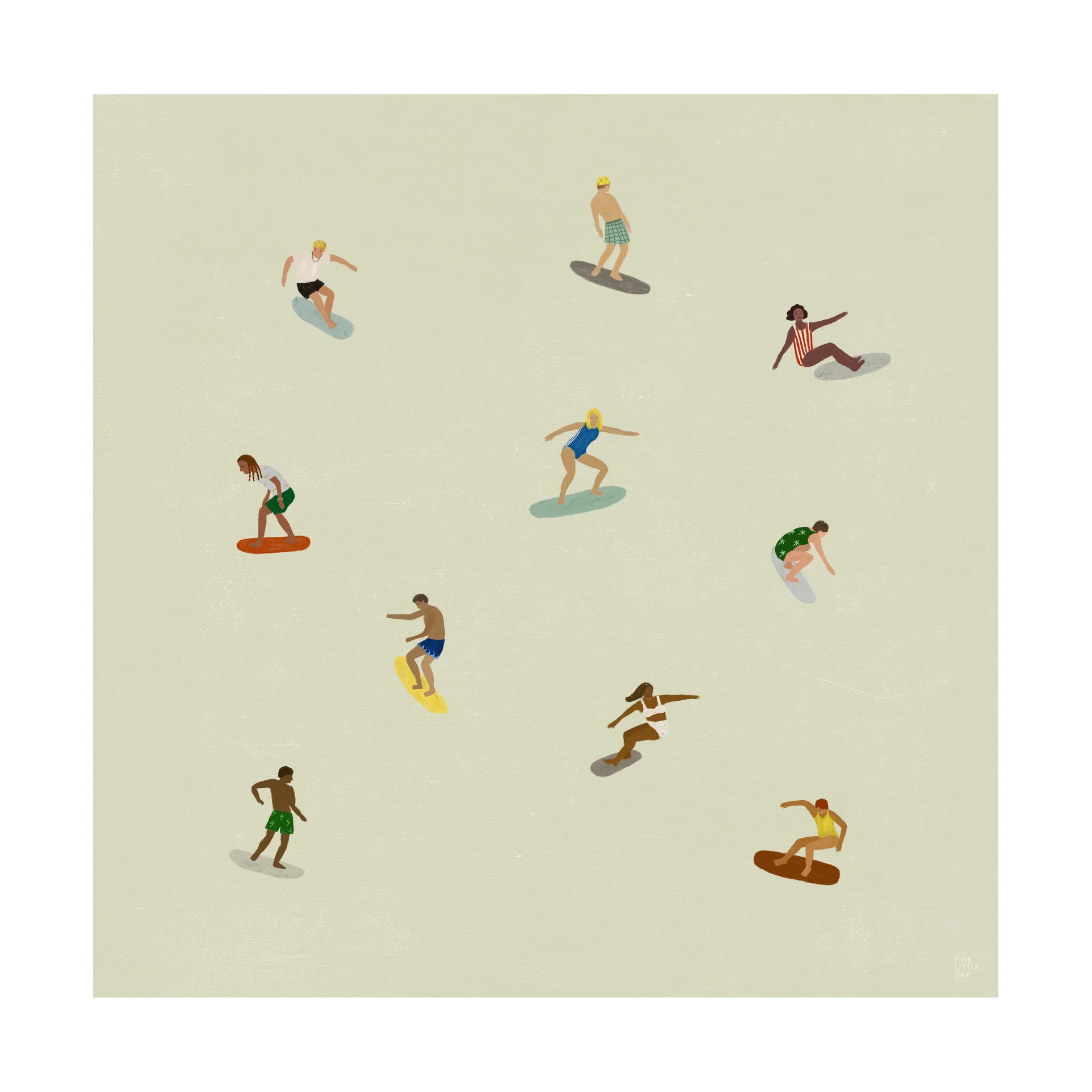 Surfers plakat, Beige, 40x40 cm Fine Little Day