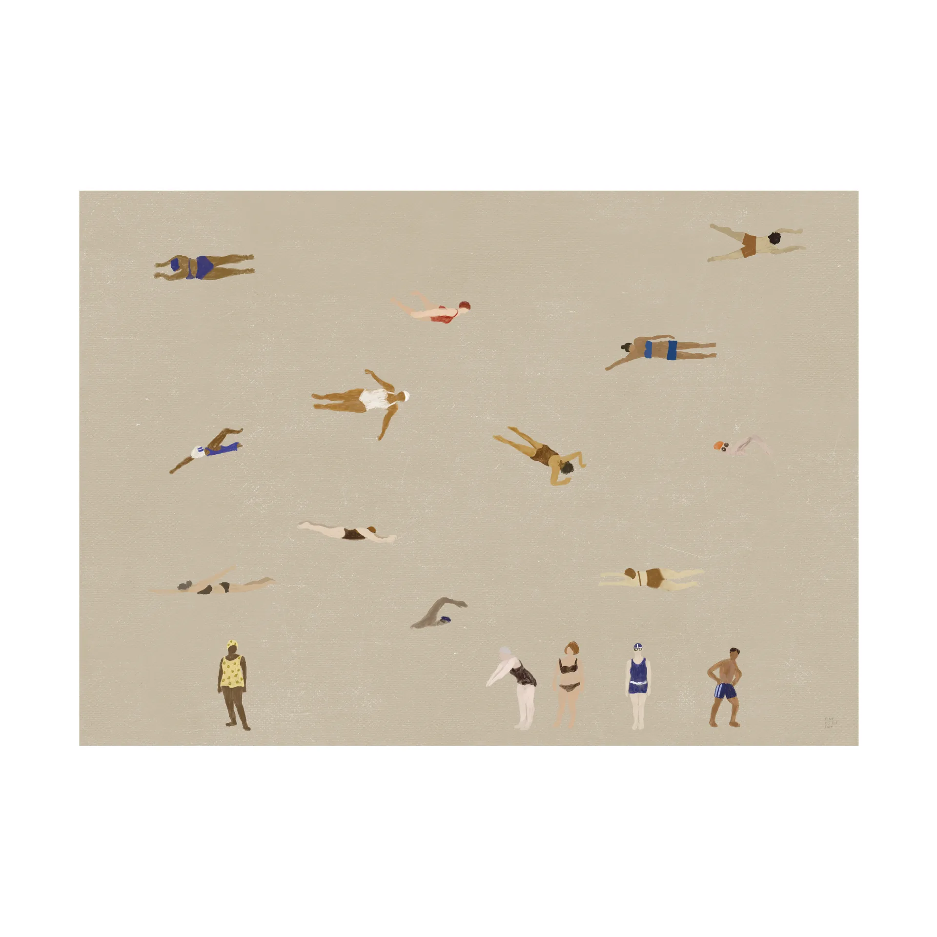 Swimmers plakat, Beige, 50x70 cm Fine Little Day