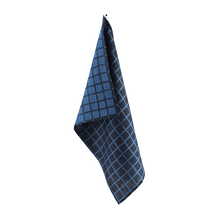 Ternet jacquardvævet viskestykke 47x70 cm - Blue-black - Fine Little Day