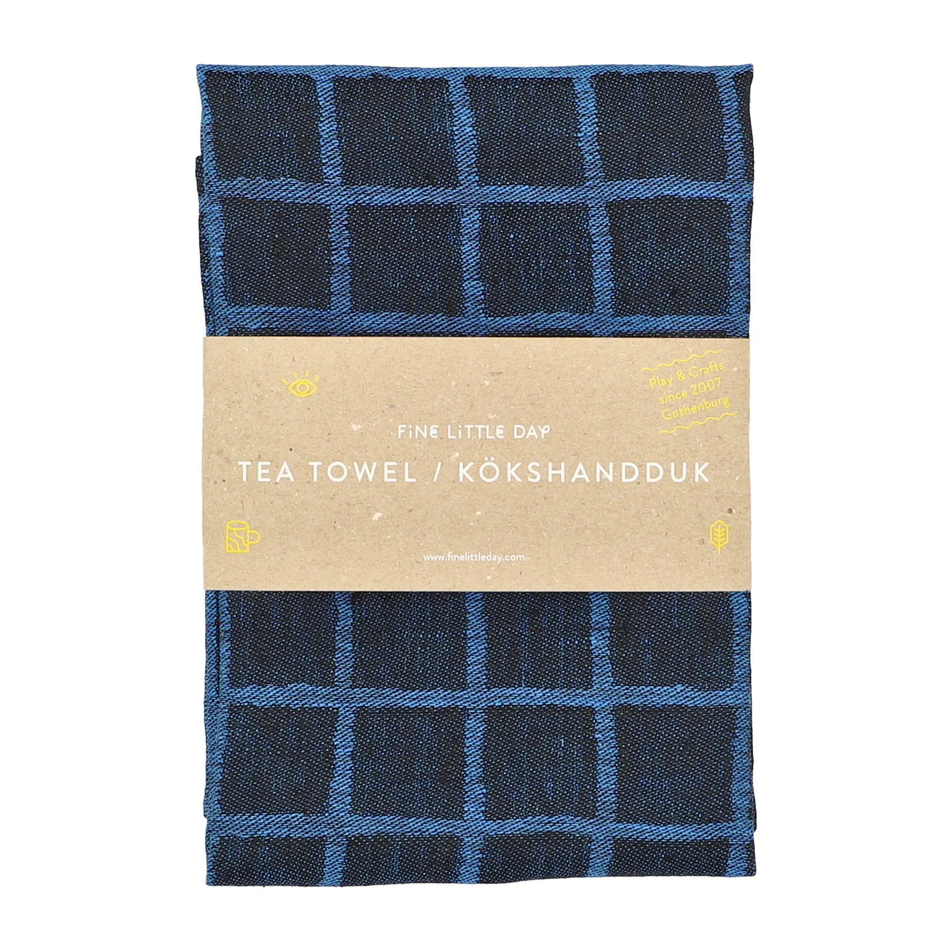 Ternet jacquardvævet viskestykke 47x70 cm, Blue-black Fine Little Day