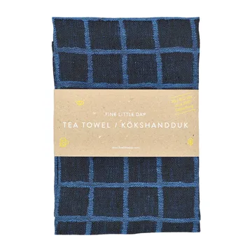 Ternet jacquardvævet viskestykke 47x70 cm - Blue-black - Fine Little Day