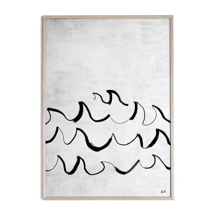 Wave plakat 50x70 cm, Sort/Hvid Fine Little Day