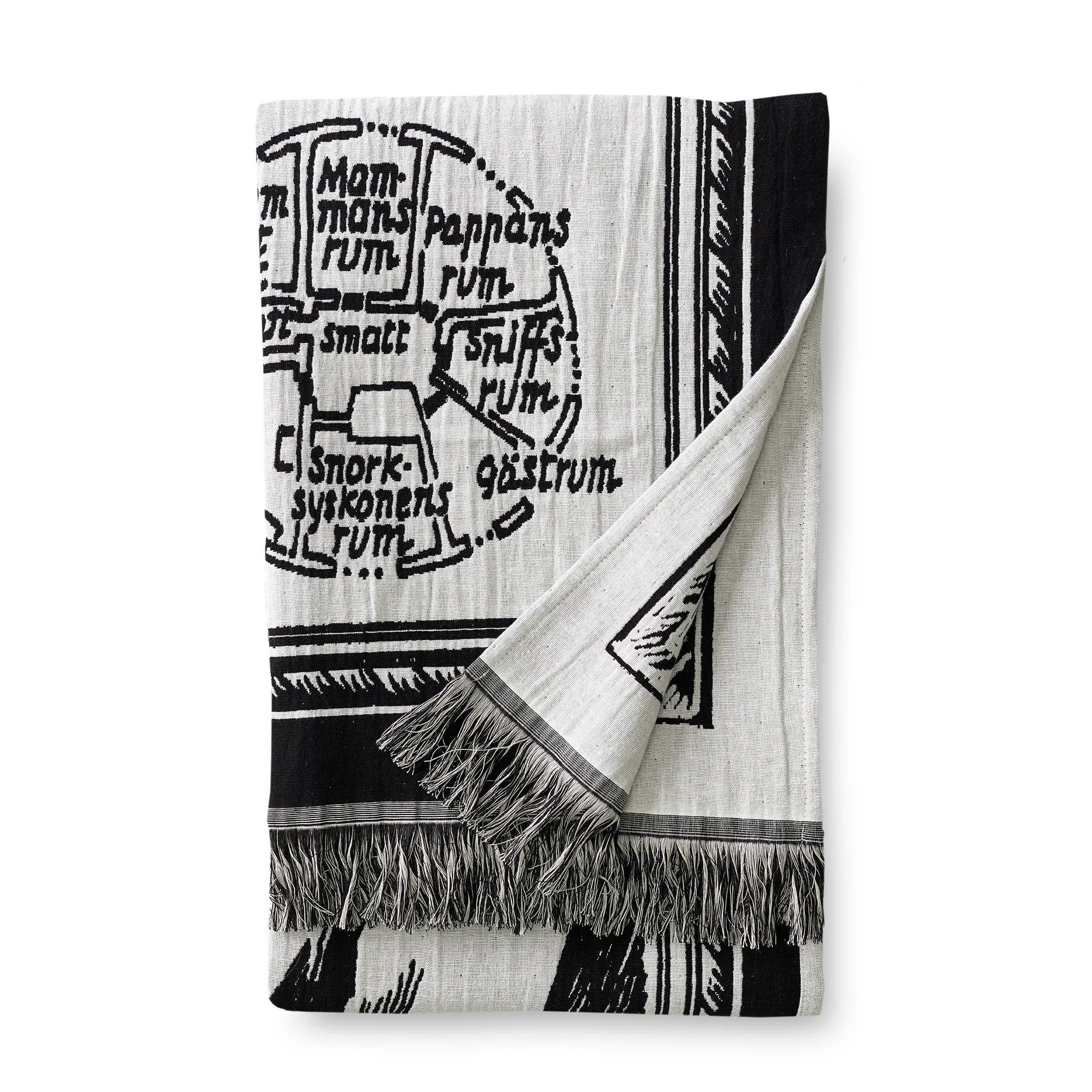 Mumikort plaid, Sort/Hvid Finlayson