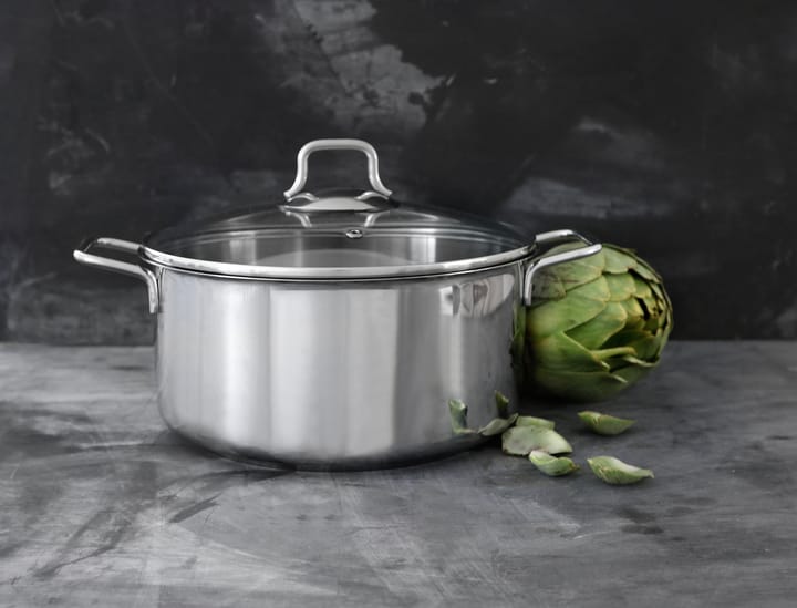 Fiskars gryde- &amp; kasserollesæt med glaslåg 3 dele - Rustfrit stål - Fiskars