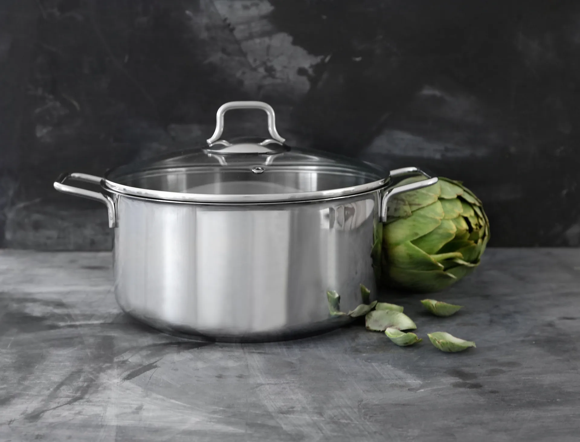 Fiskars gryde- & kasserollesæt med glaslåg 3 dele, Rustfrit stål Fiskars