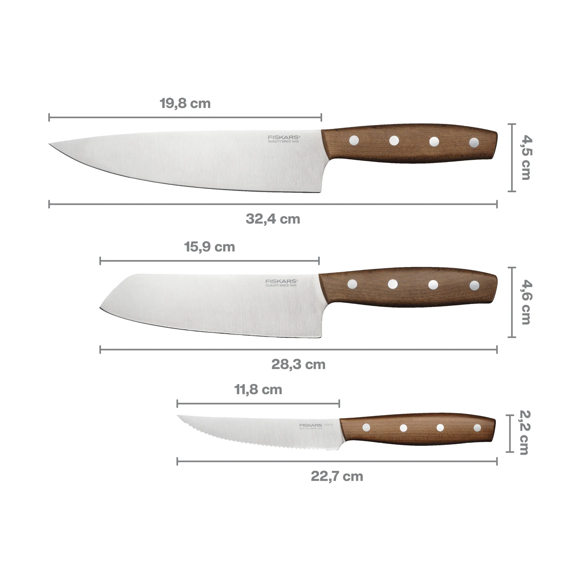 Folken knivsæt, 3 dele Fiskars